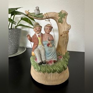 Ceramic Swinging Older Couple Music Box ~ Vintage ~ Adorable